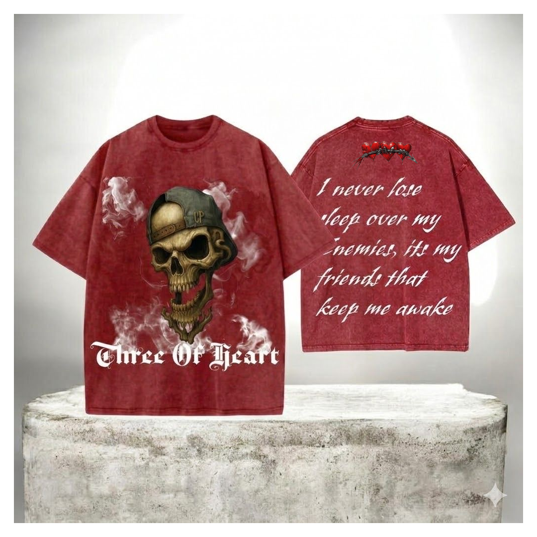 Three Of Heart Skull Head T-shirts