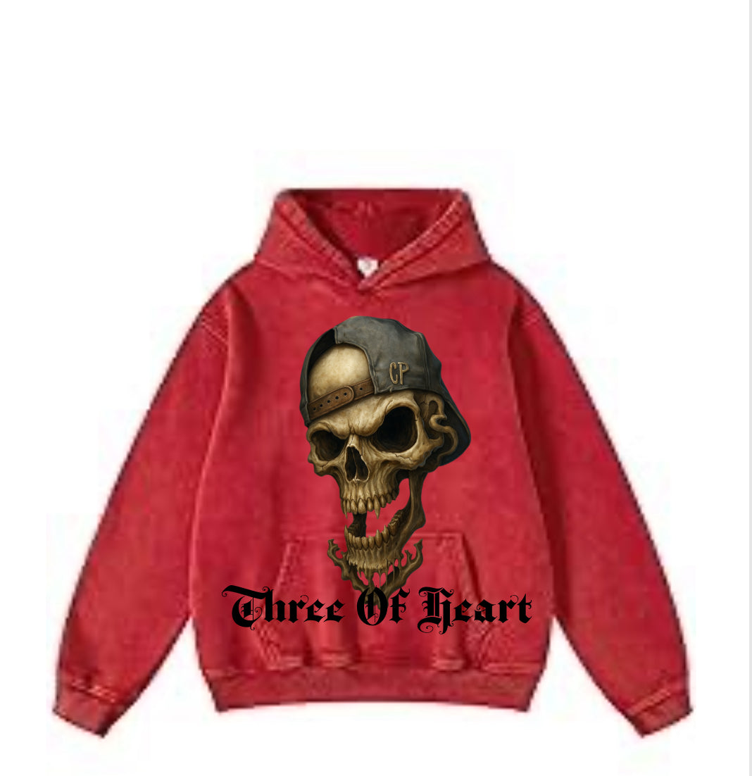 Three Of Heart Skull head hoodie