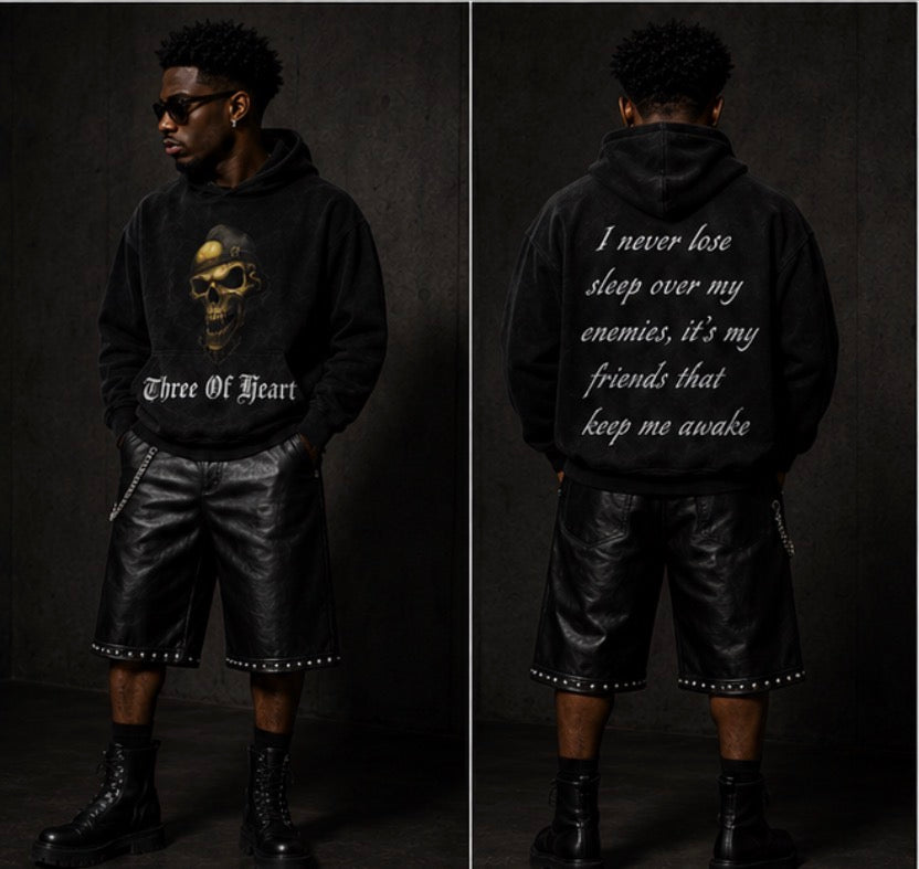 Three Of Heart Skull head hoodie