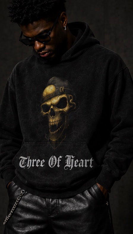 Three Of Heart Skull head hoodie