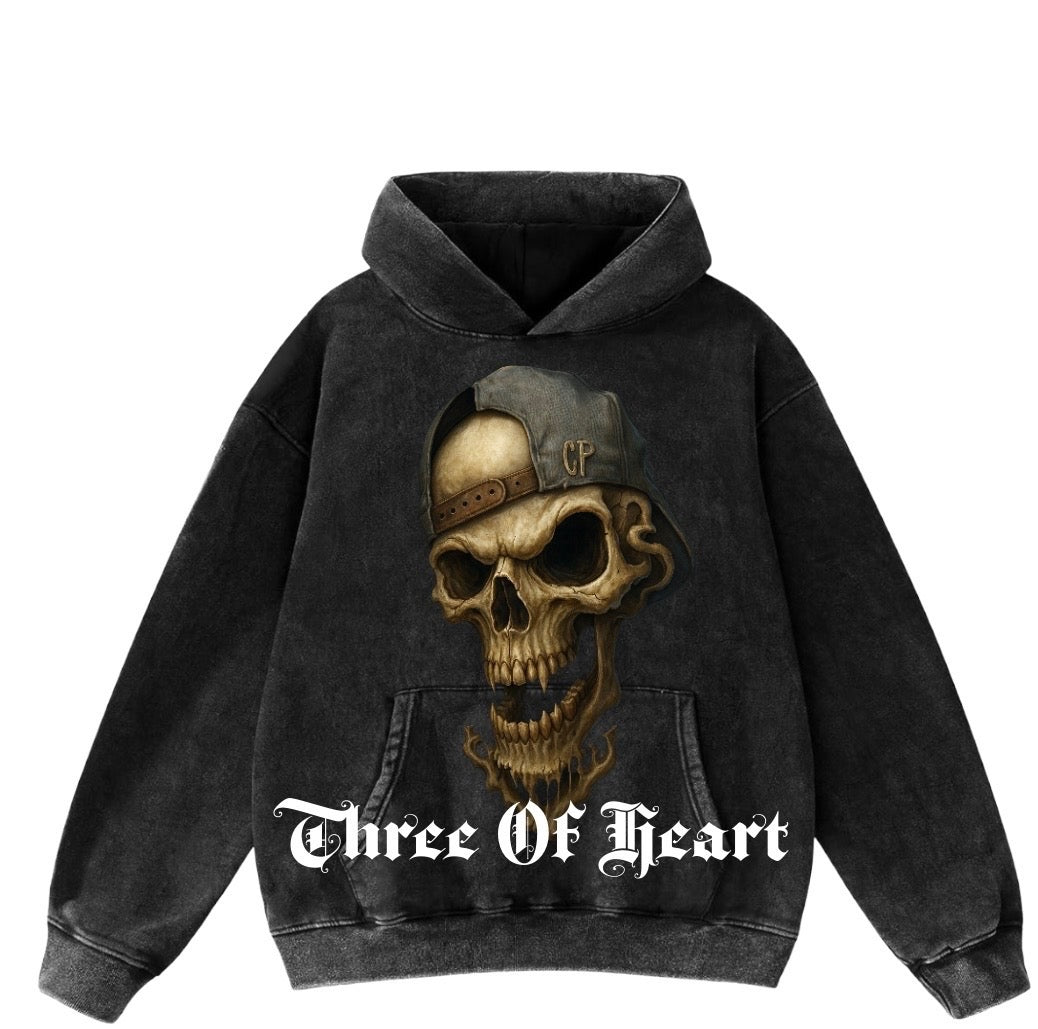 Three Of Heart Skull head hoodie