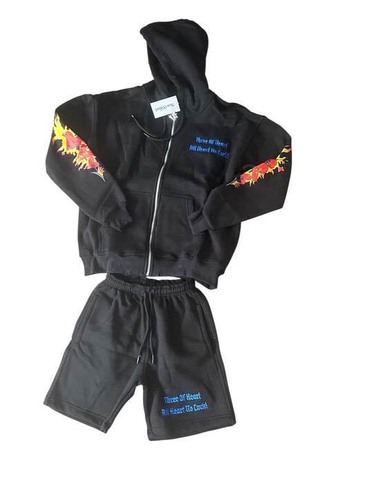 3 Of Heart Hoodie Short Set