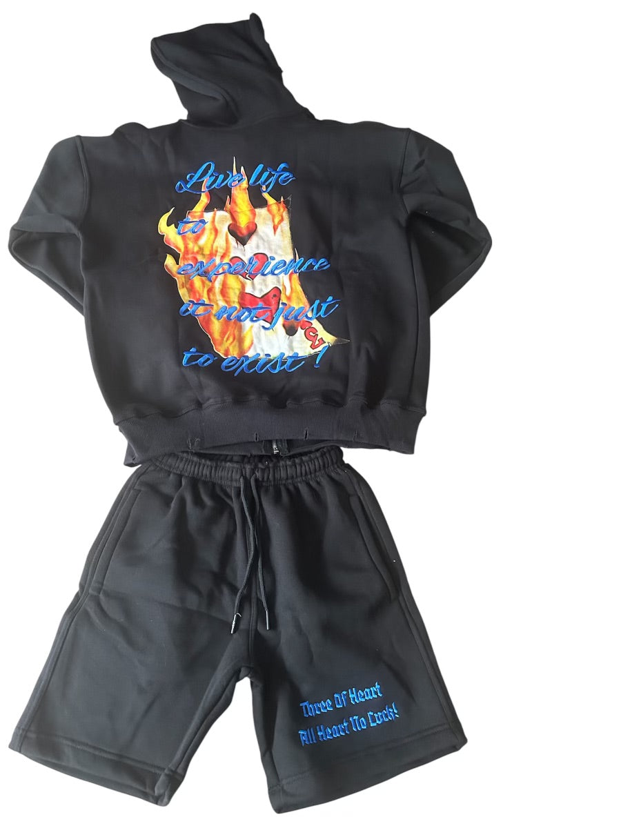 3 Of Heart Hoodie Short Set