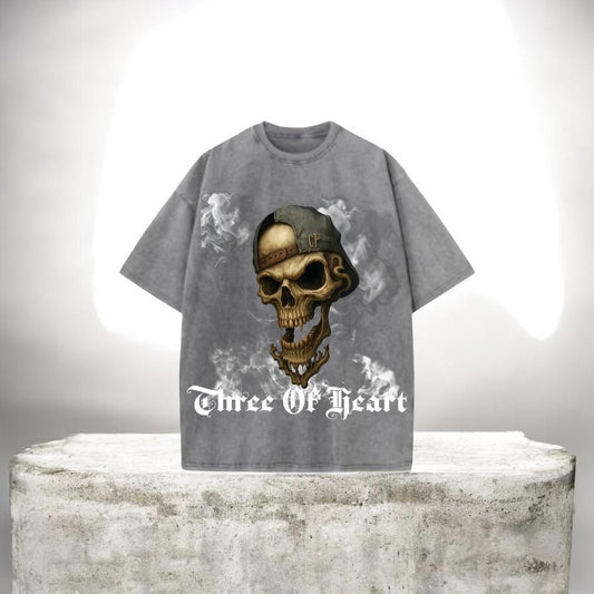 Three Of Heart Skull Head T-shirt