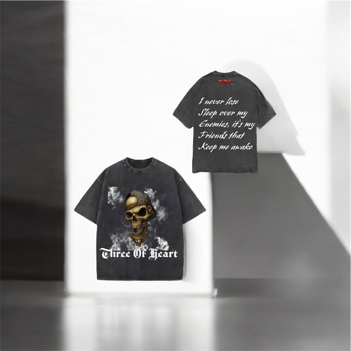 Three Of Heart Skull Head T-shirts