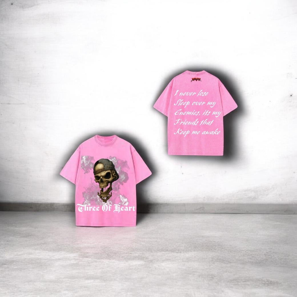 Three Of Heart Skull Head T-shirts